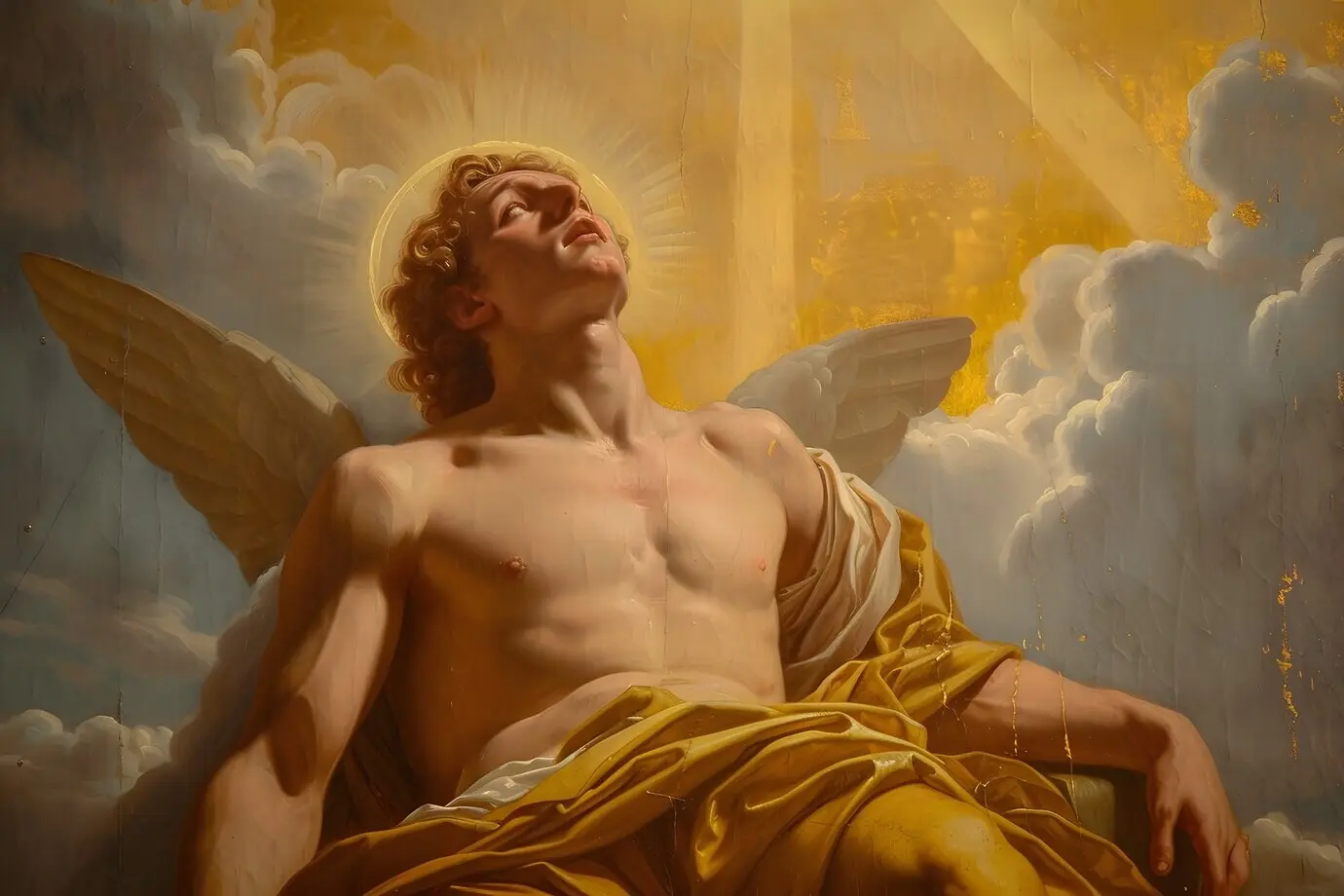 Ein Sonnengott wird als mächtiger Mann in einer Renaissance-Umgebung dargestellt.